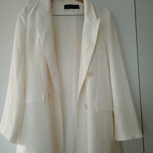 Zara Cream Double-Breasted Blazer